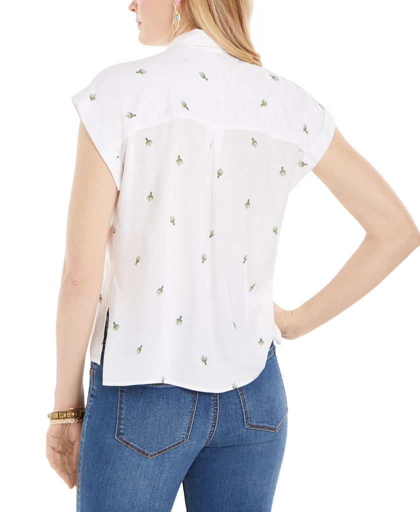 Style & Co Women Cactus Print Camp Shirt