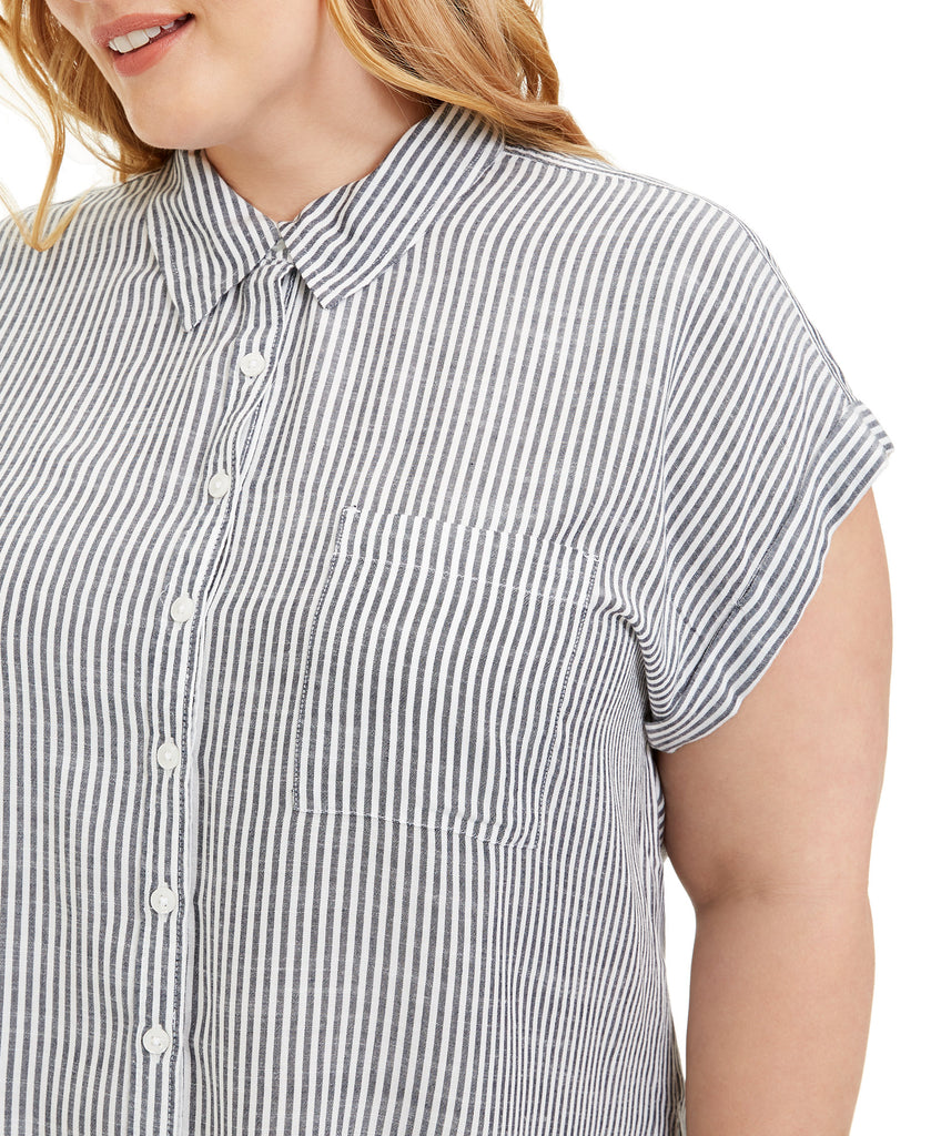 Style & Co Women Plus Striped Camp Shirt