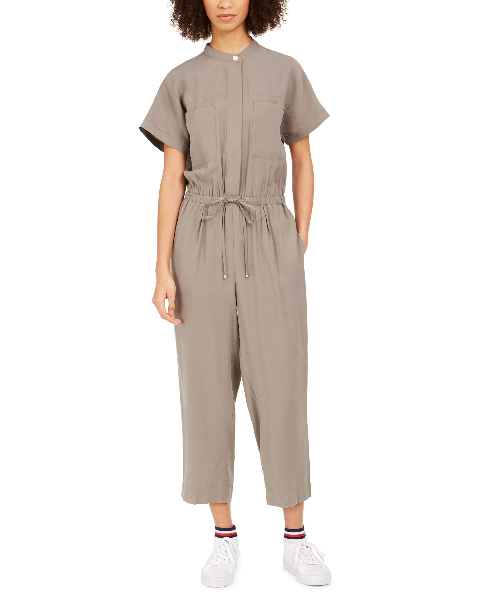 Tommy Hilfiger Women Drawstring Waist Jumpsuit Ash