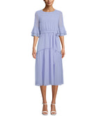 Anne Klein Women Ruffled A Line Dress High Sky Blue