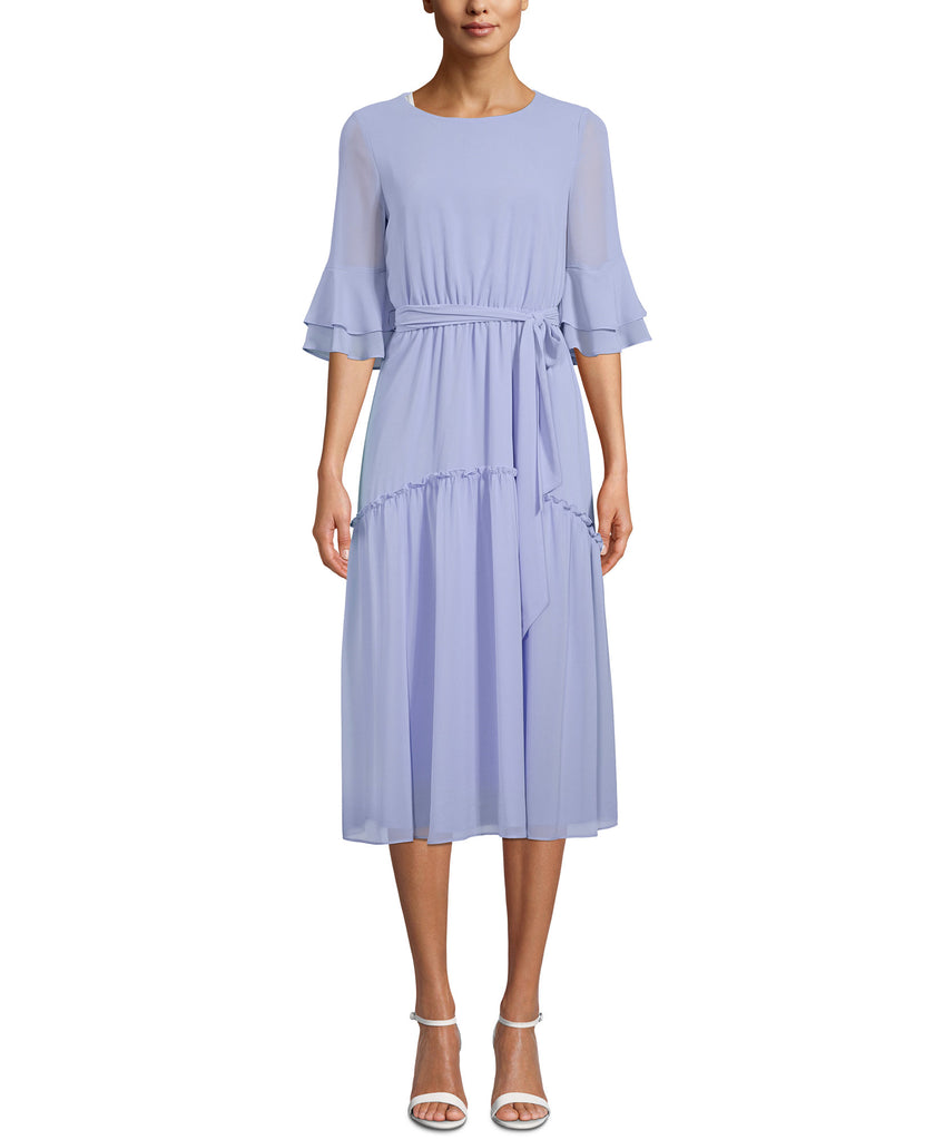 Anne Klein Women Ruffled A Line Dress High Sky Blue