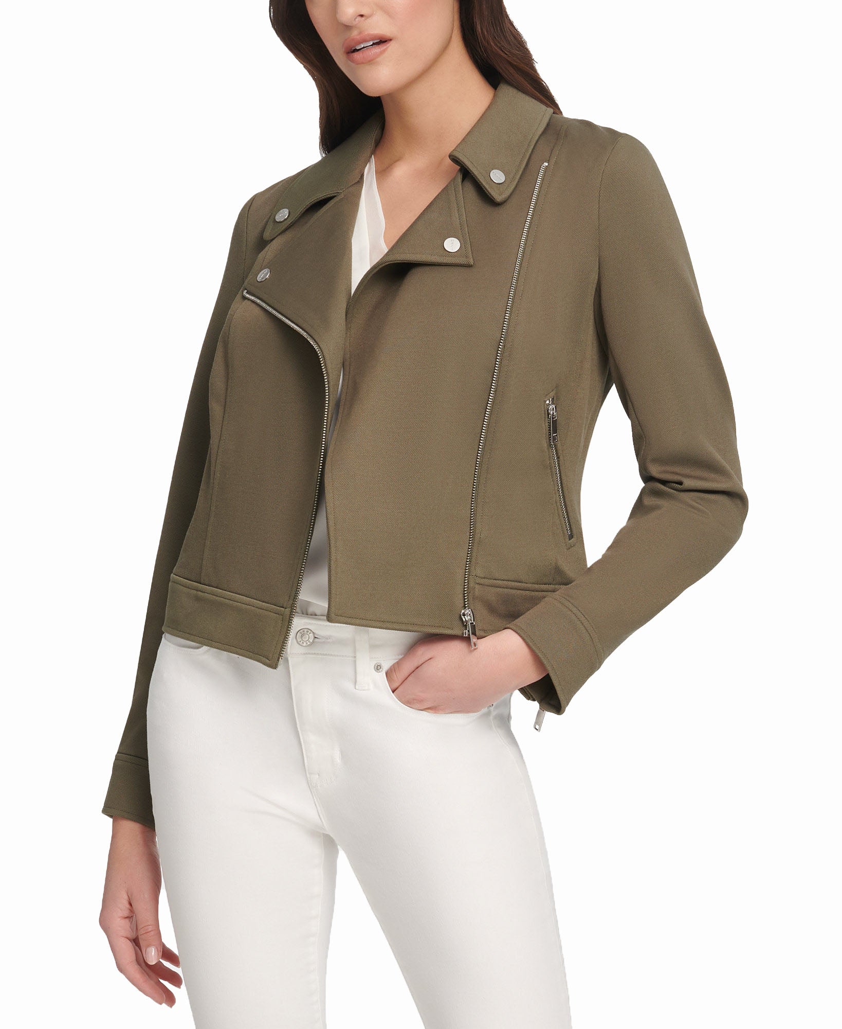 DKNY Women Soft Textured Moto Jacket