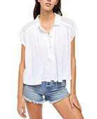 Free People Women Low Down Henley Top Ivory
