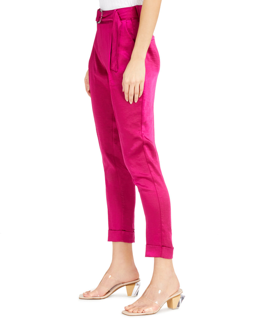 INC International Concepts Women Satin Belted Ankle Pants