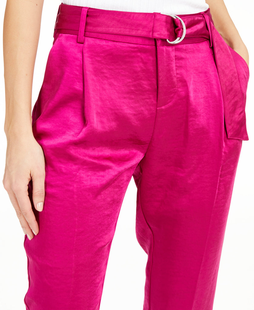 INC International Concepts Women Satin Belted Ankle Pants