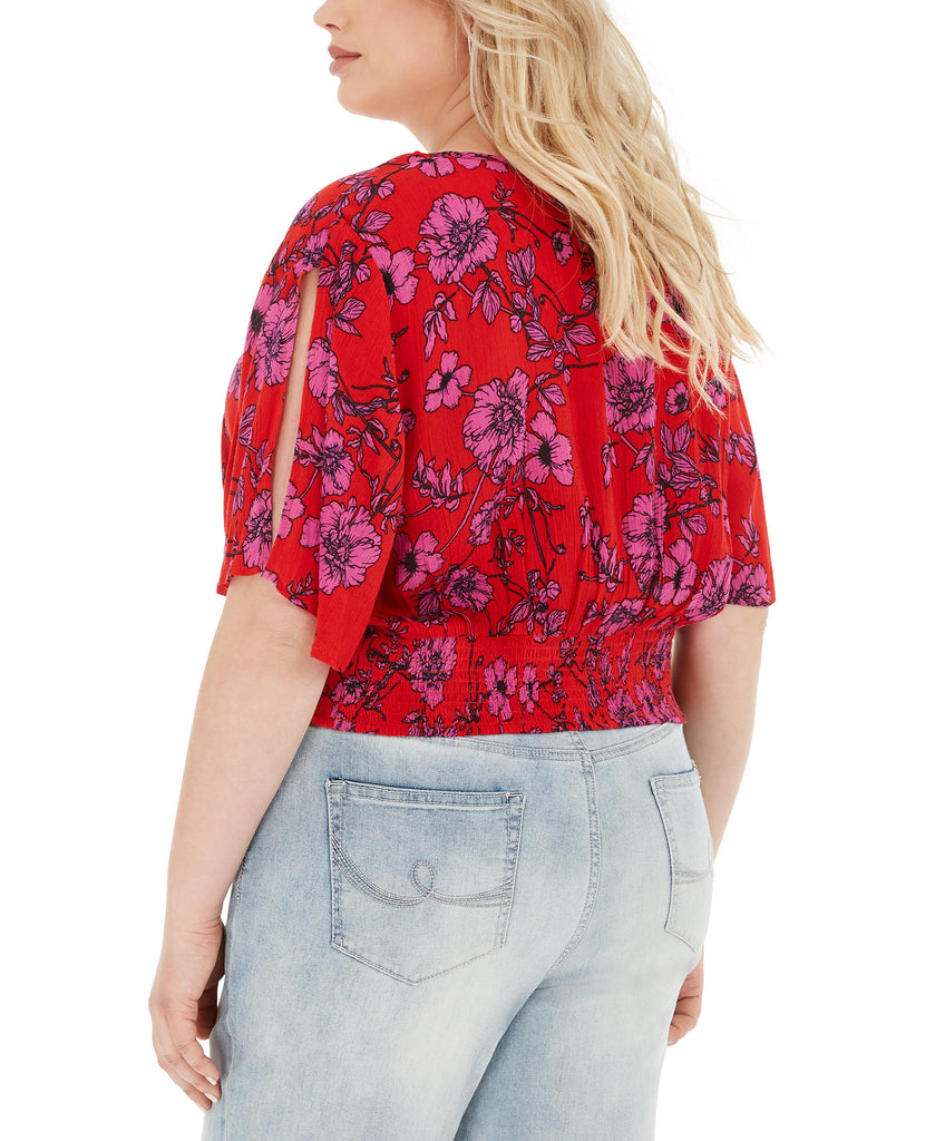 Band of Gypsies Women Plus Trendy Floral Print Cropped Blouse