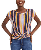 INC International Concepts Women Twist Hem Top Regent Stripe