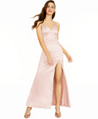 Sequin Hearts Women Lace Back Gown Buff