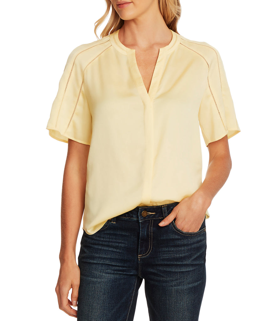 Vince Camuto Women Ladder Trim Top Yellow Iris