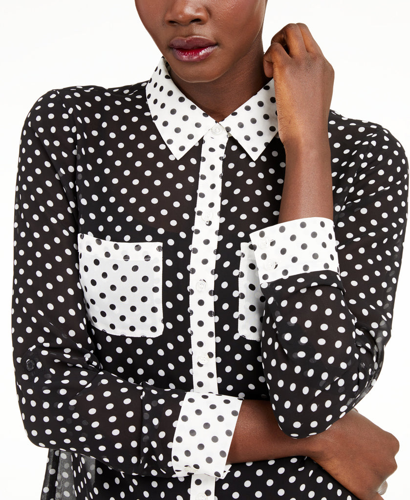 INC International Concepts Women Mixed Print Button Up Shirt