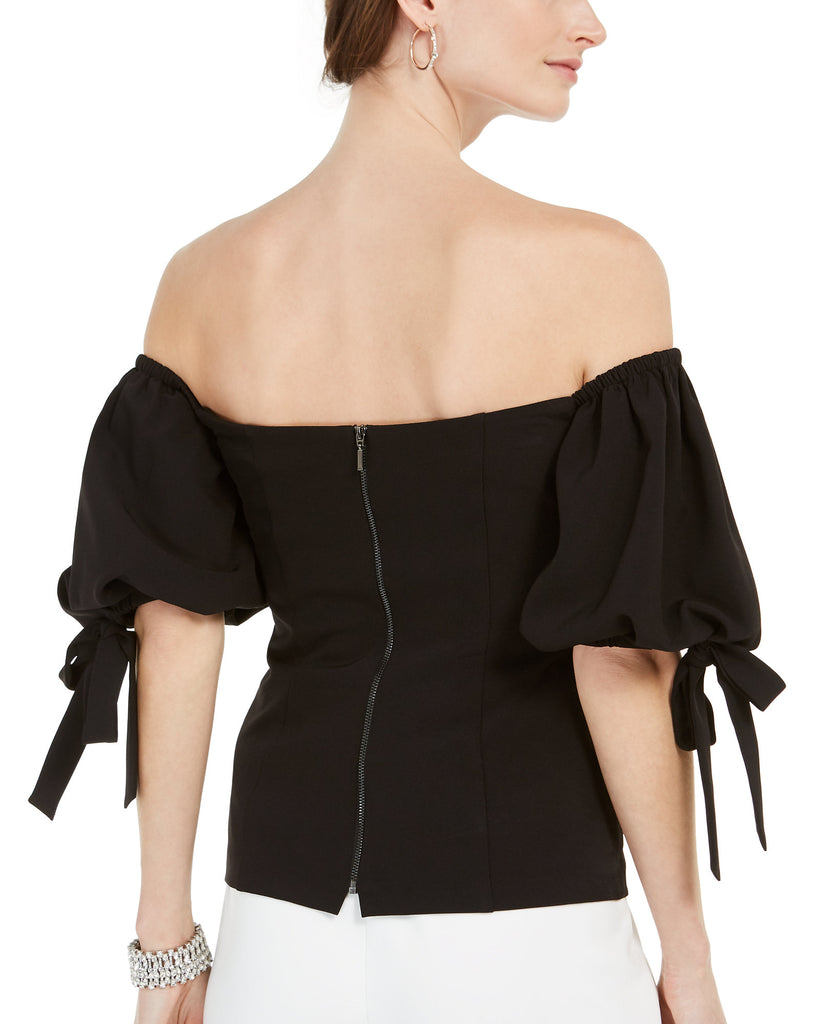 MSK Women Off The Shoulder Tie Sleeve Top