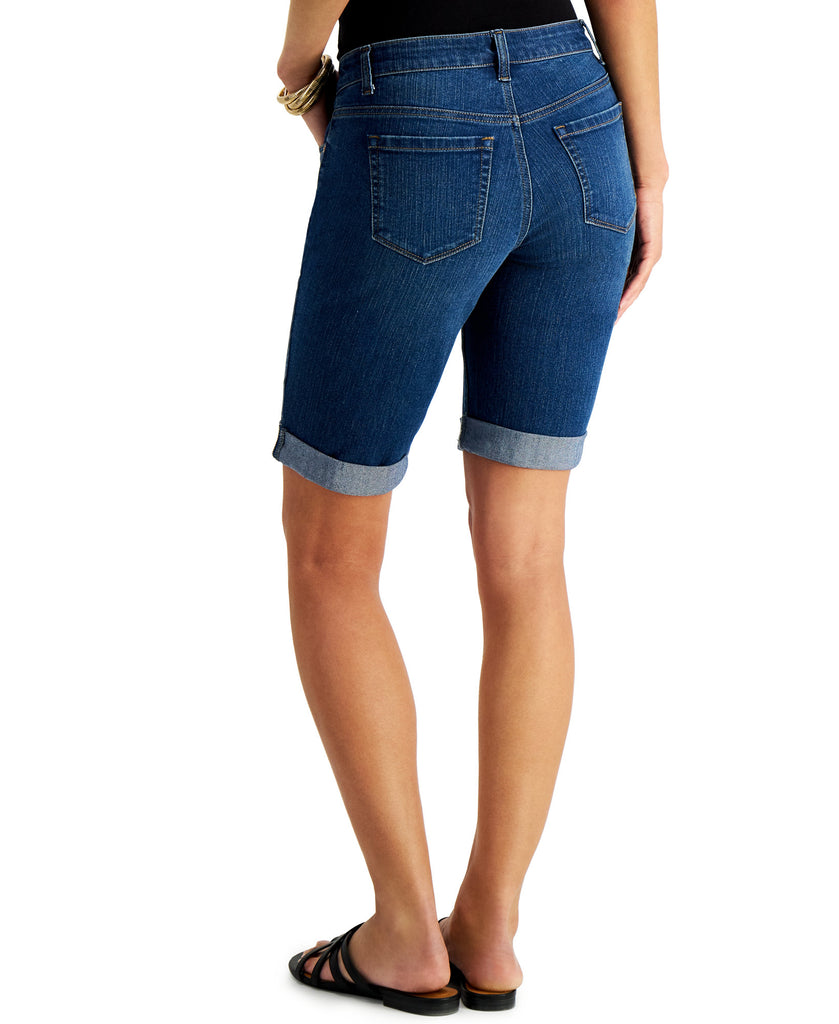 Style & Co Women Curvy Fit Cuffed Denim Bermuda Shorts