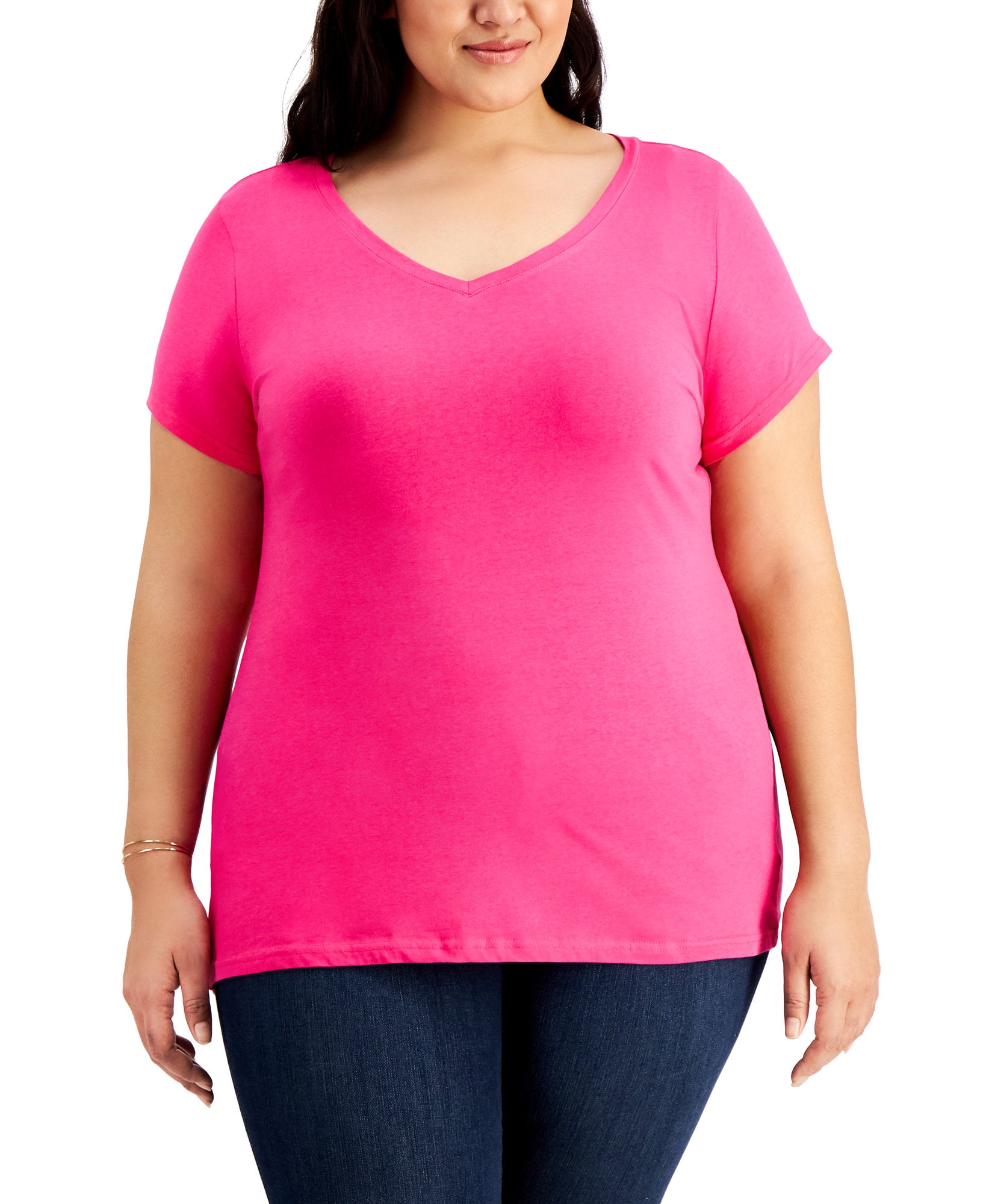 Aveto Women Plus Trendy Fitted V Neck T Shirt