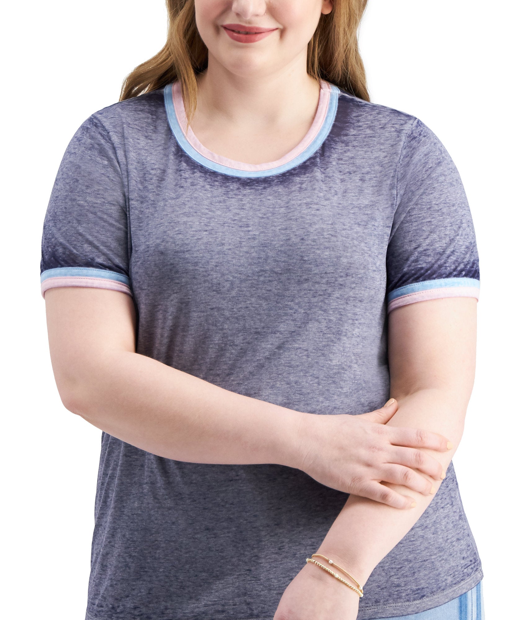 Derek Heart Women Plus Trendy Burnout T Shirt