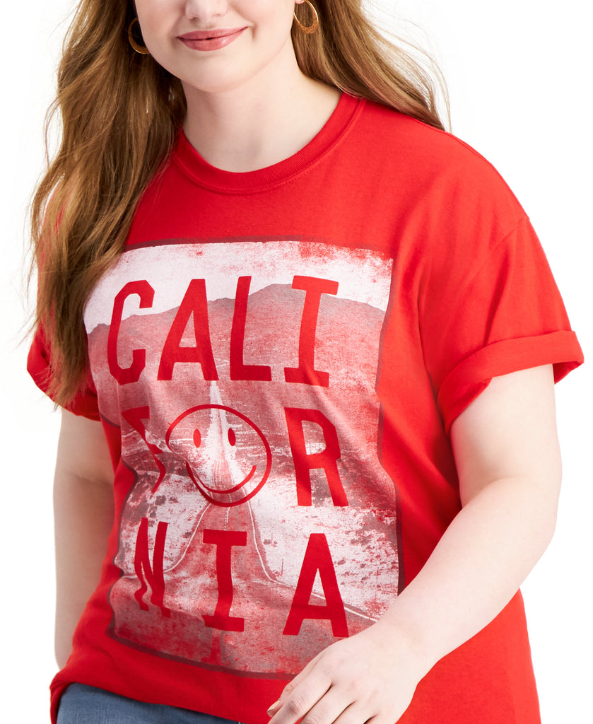 Love Tribe Women Plus Trendy California T Shirt Red