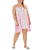 Raviya Women Plus Tie Dye Dress Swim Cover Up Pink Tie Dye