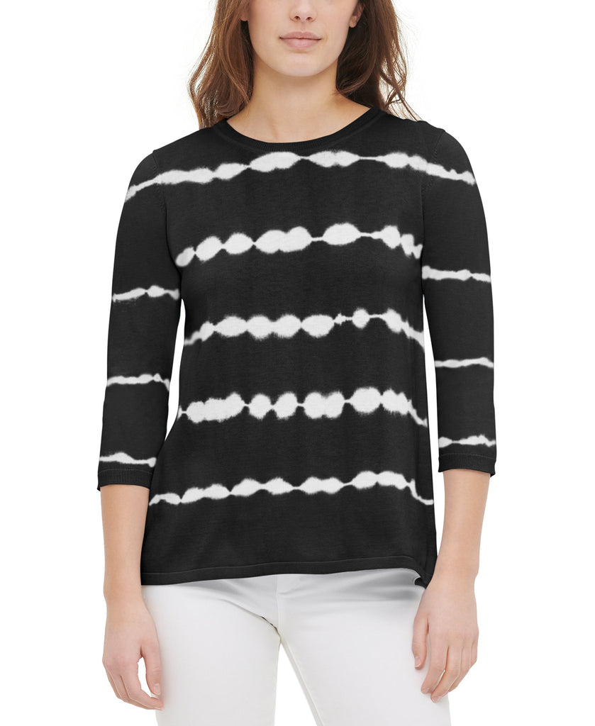 Calvin Klein Women Cashmere Tie Dyed Striped Top Black