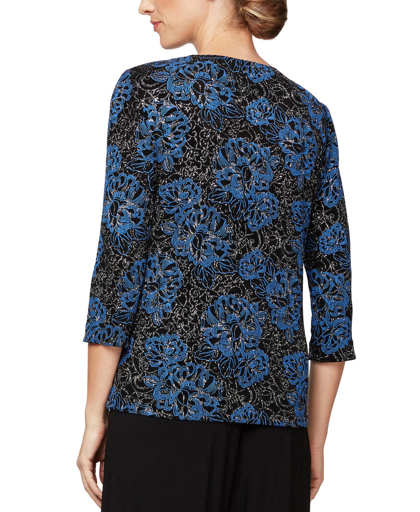 Alex Evenings Women Slinky Printed Jacket; Top Set