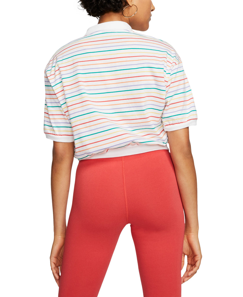 Nike Women Cotton Striped Cropped Polo
