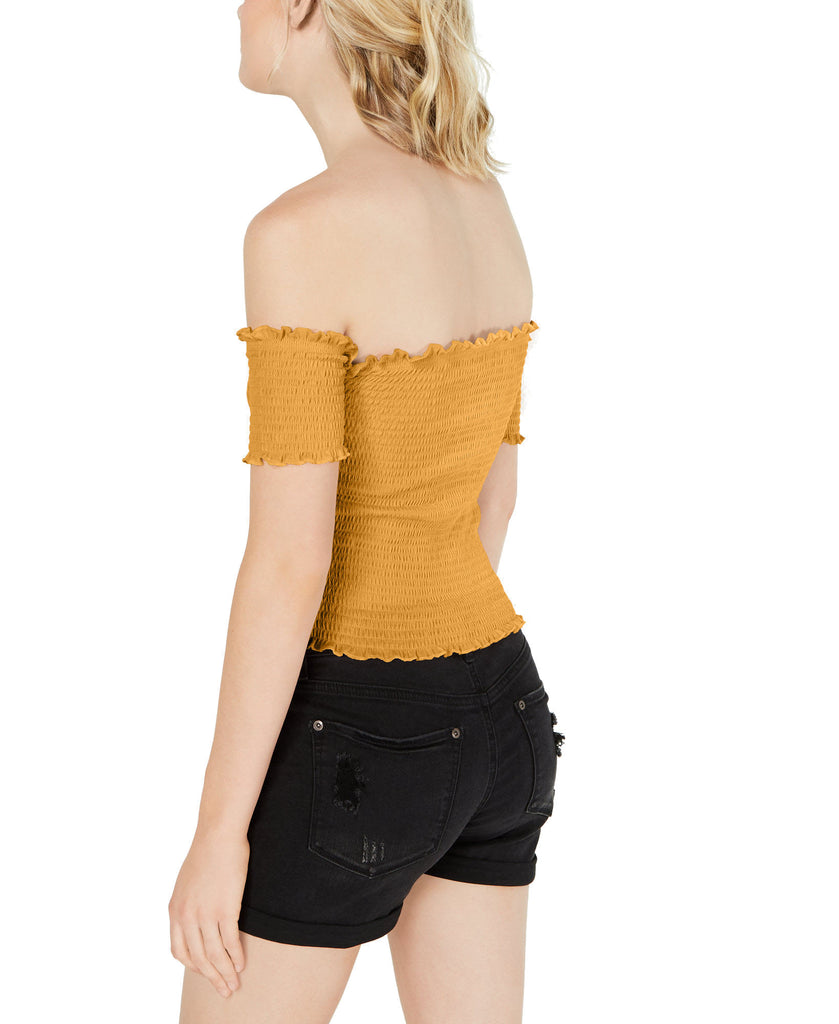 Crave Fame Women Smocked Off The Shoulder Crop Top