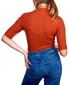 Self Esteem Women Rib Knit Mock Neck Bodysuit