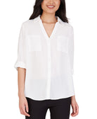 BCX Women Collared Shirt Off White