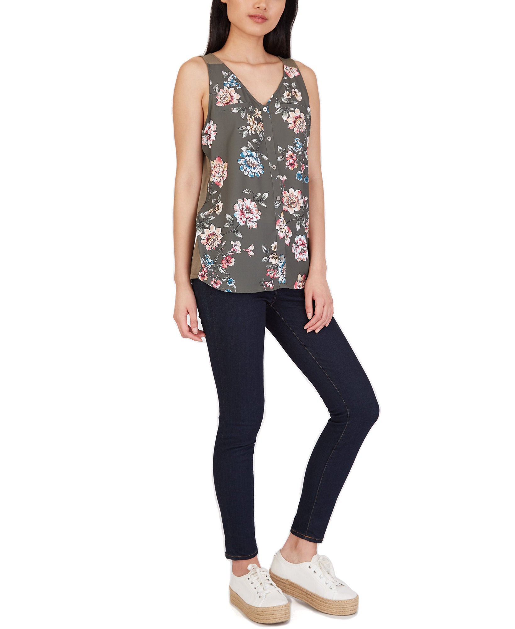 BCX Women Floral Print Contrast Back Top