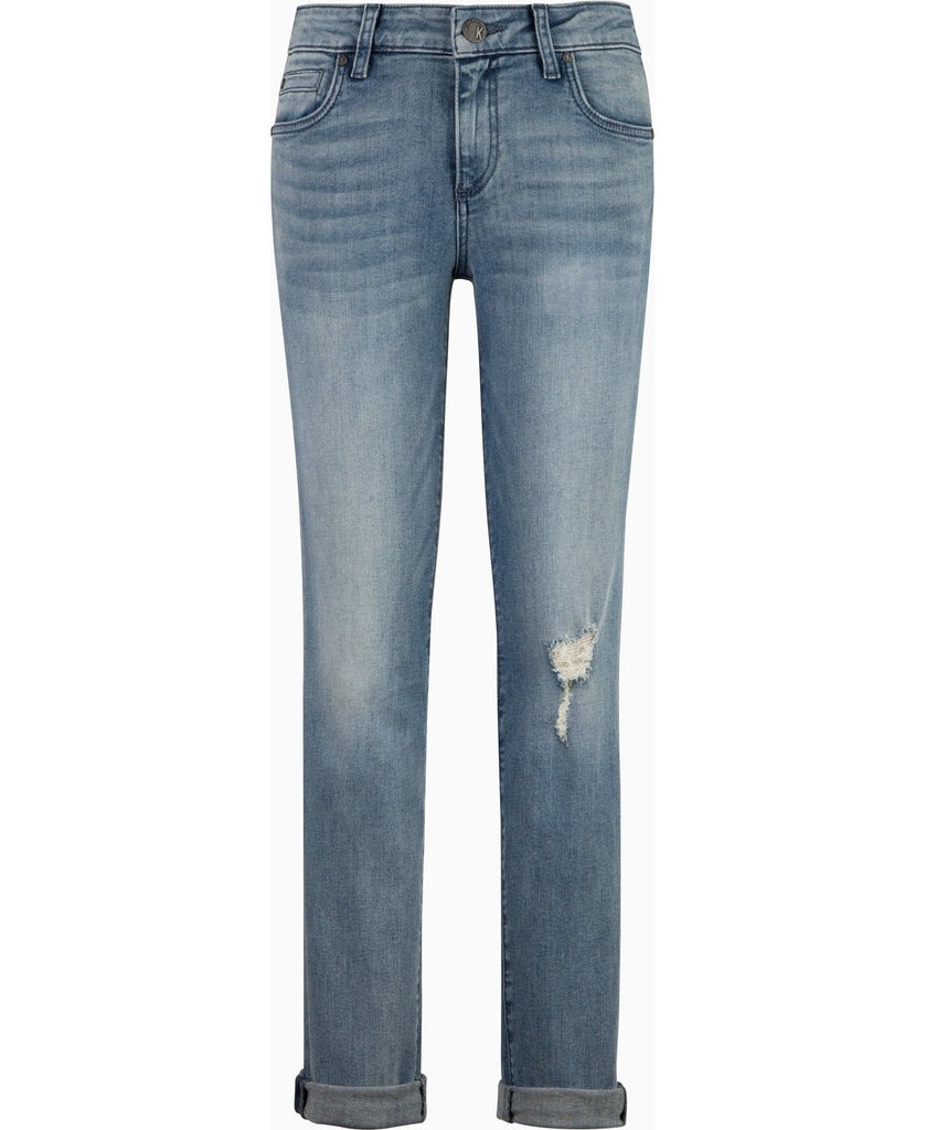 Kut from the Kloth Women Rolled Hem Boyfriend Jeans Decency with Light