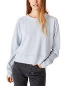 COTTON ON Women Aria Raw Edge Raglan Crew Sweatshirt Sunfaded Denim Garment 