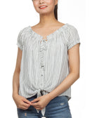 Hippie Rose Women Off The Shoulder Peasant Top Ivory