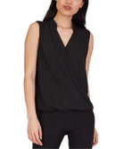 BCX-Women-Faux-Wrap-Top-Black