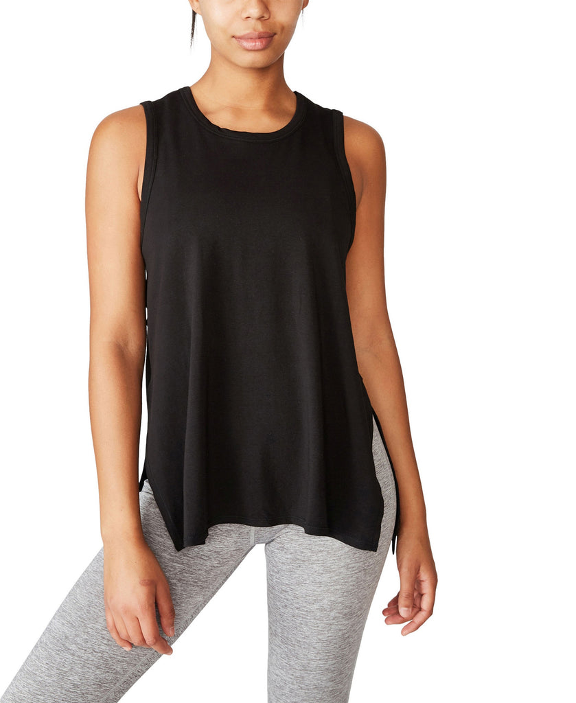 Cotton On Women Longline Split Hem Tank Top Black