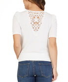 BCX Women Crochet Back Ruched Sleeve Top