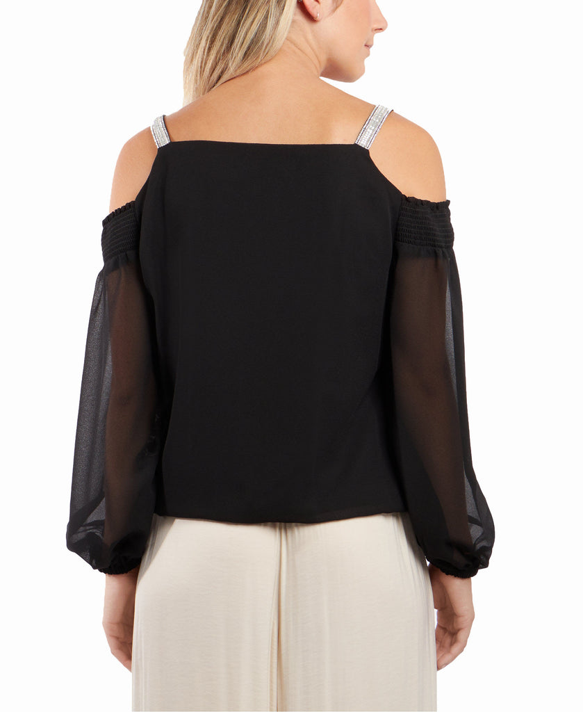 MSK Women Cold Shoulder Bubble Top