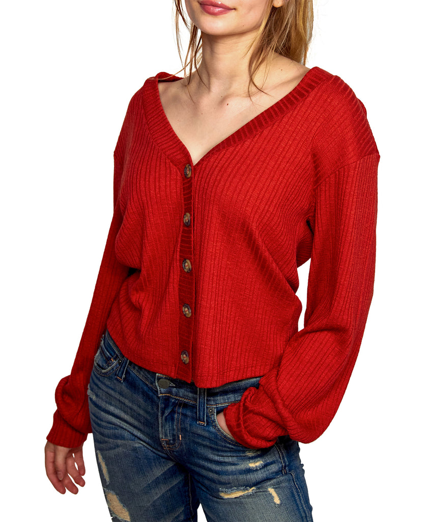 Self Esteem Women Rib Knit Cardigan Top