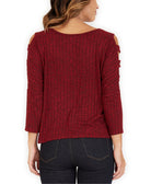 BCX Women Lattice Sleeve Top