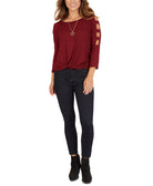 BCX Women Lattice Sleeve Top