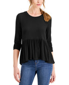 Hooked Up by IOT Women Babydoll Top Black