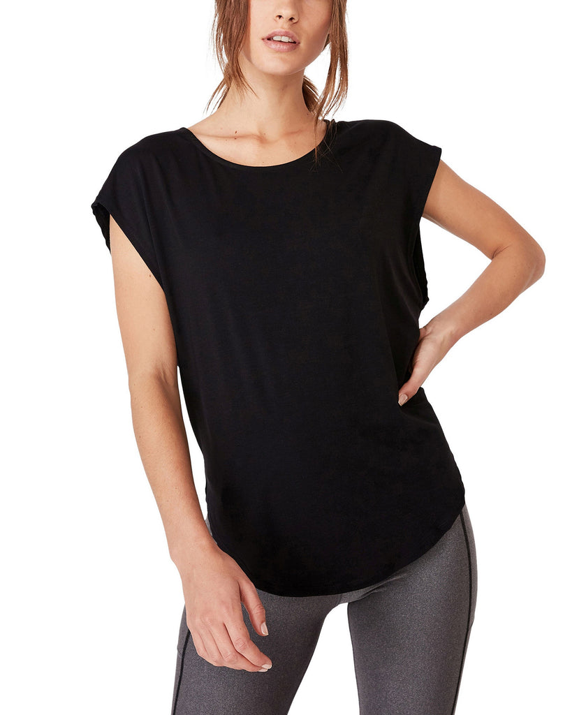 Cotton On Women Active Scoop Hem T shirt Black