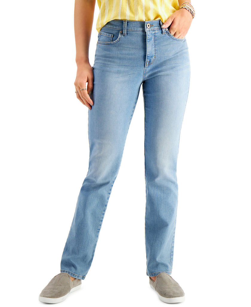 Style & Co Women High Rise Natural Straight Leg Jeans Georgia Sky