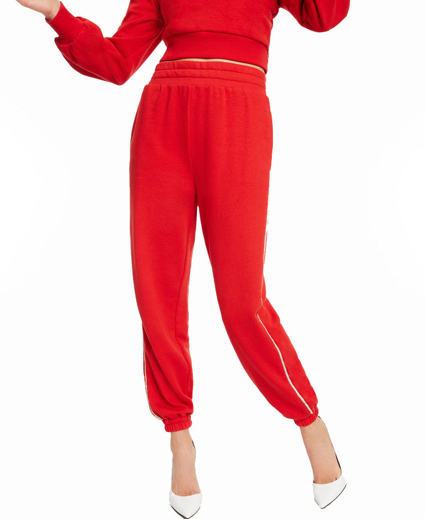 INC International Concepts Women CULPOS x Side Stripe Joggers True Red