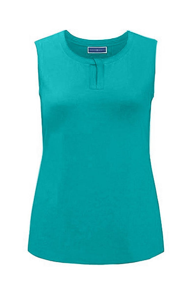 Karen Scott Women Keyhole Scoop Neck Tank Crisp Teal