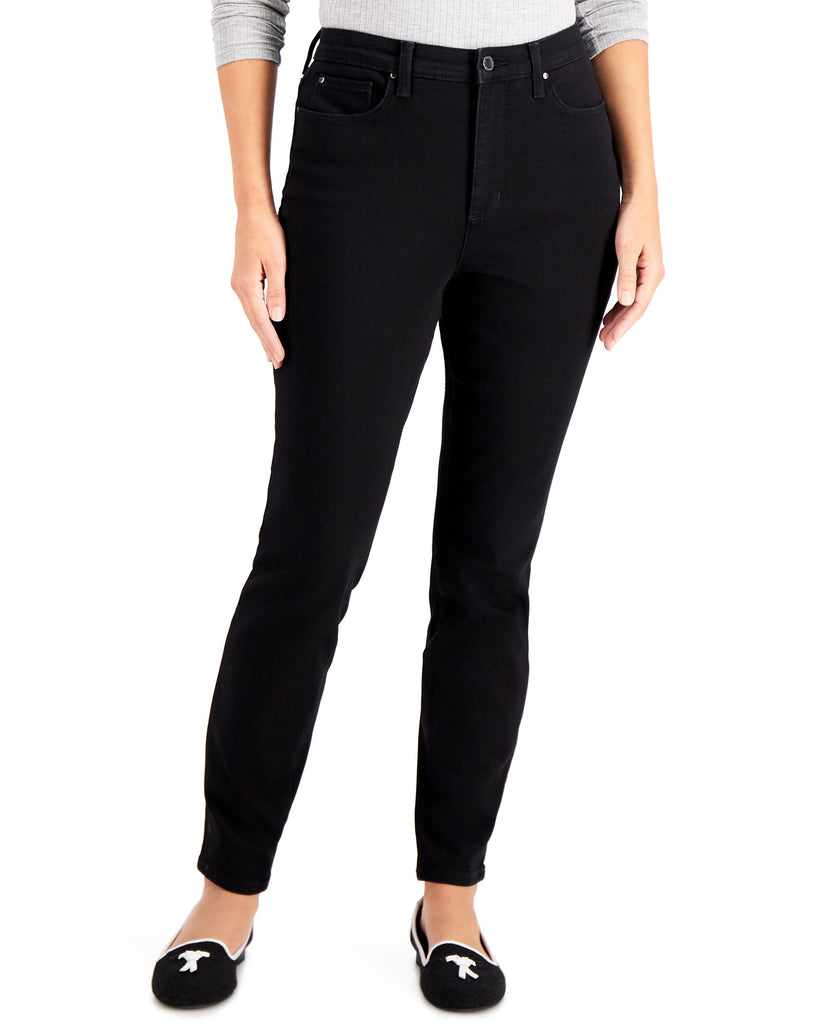 Charter Club Women Tummy Control High Rise Skinny Jeans Saturated Black