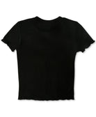 Polly & Esther Women Embroidery Trim Lettuce Edge T Shirt