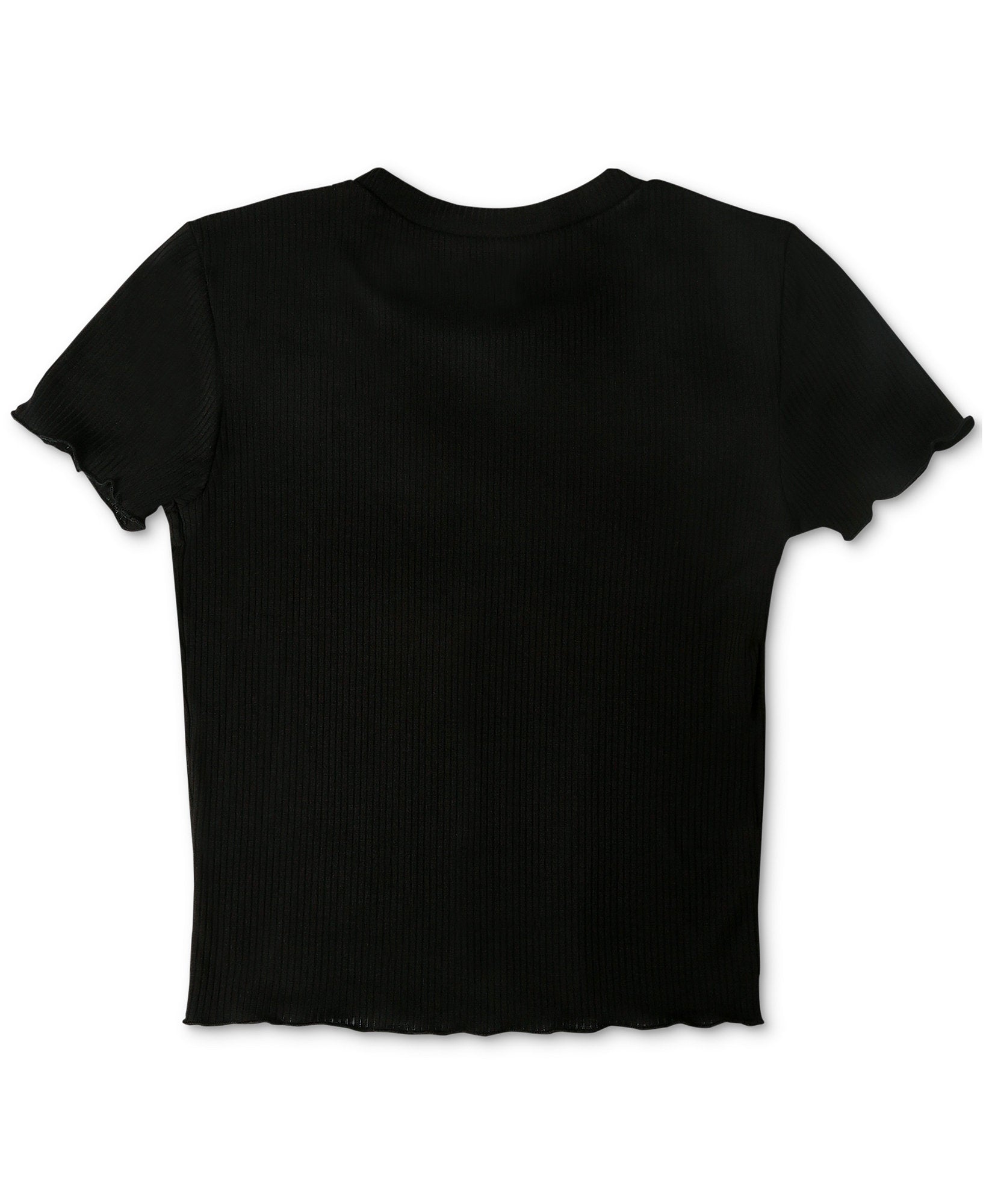 Polly & Esther Women Embroidery Trim Lettuce Edge T Shirt