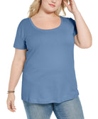 Aveto Women Plus Trendy Scoop Neck T Shirt Blue