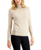 JM Collection Women Metallic Turtleneck Sweater Gold