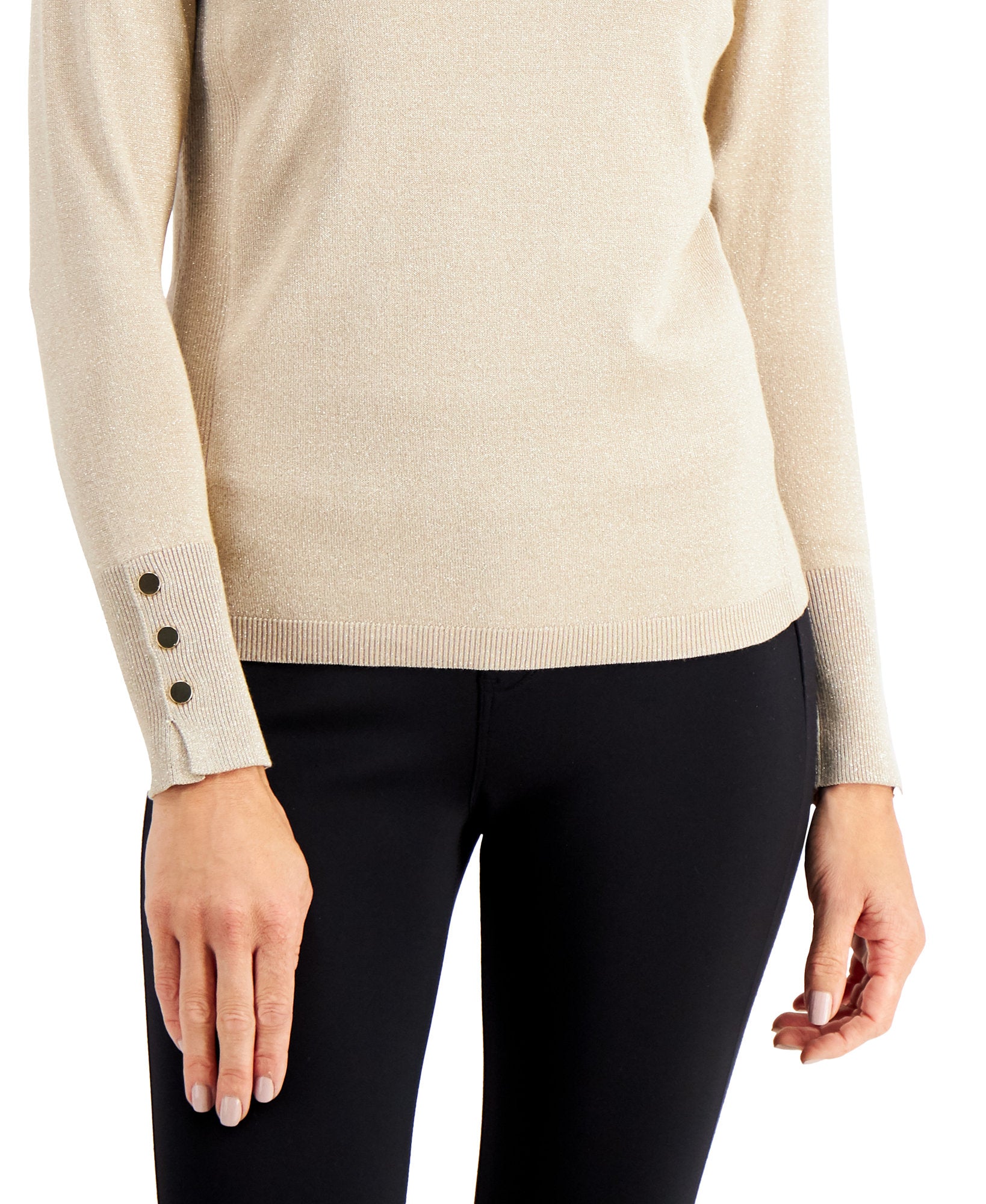 JM Collection Women Metallic Turtleneck Sweater