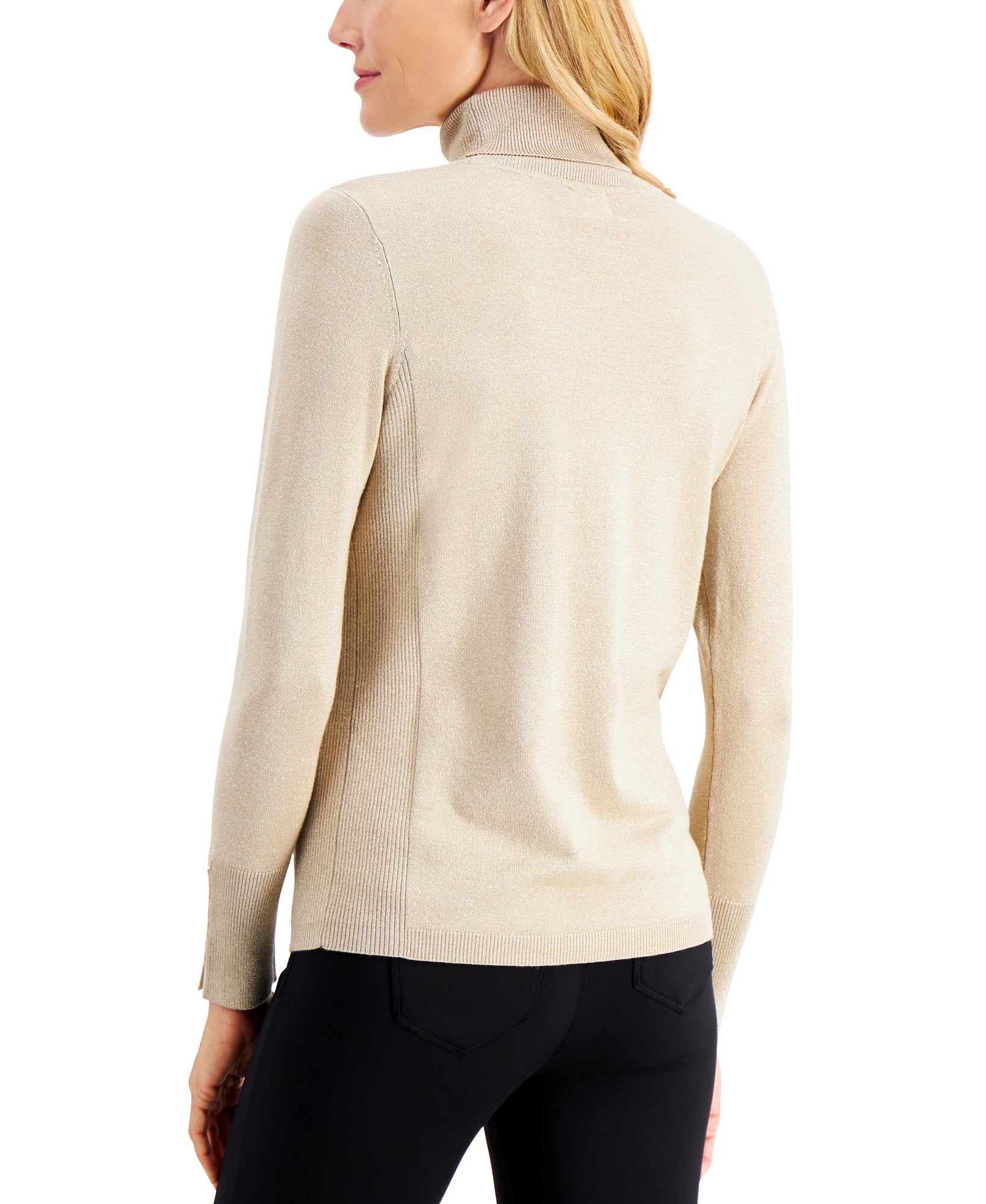 JM Collection Women Metallic Turtleneck Sweater
