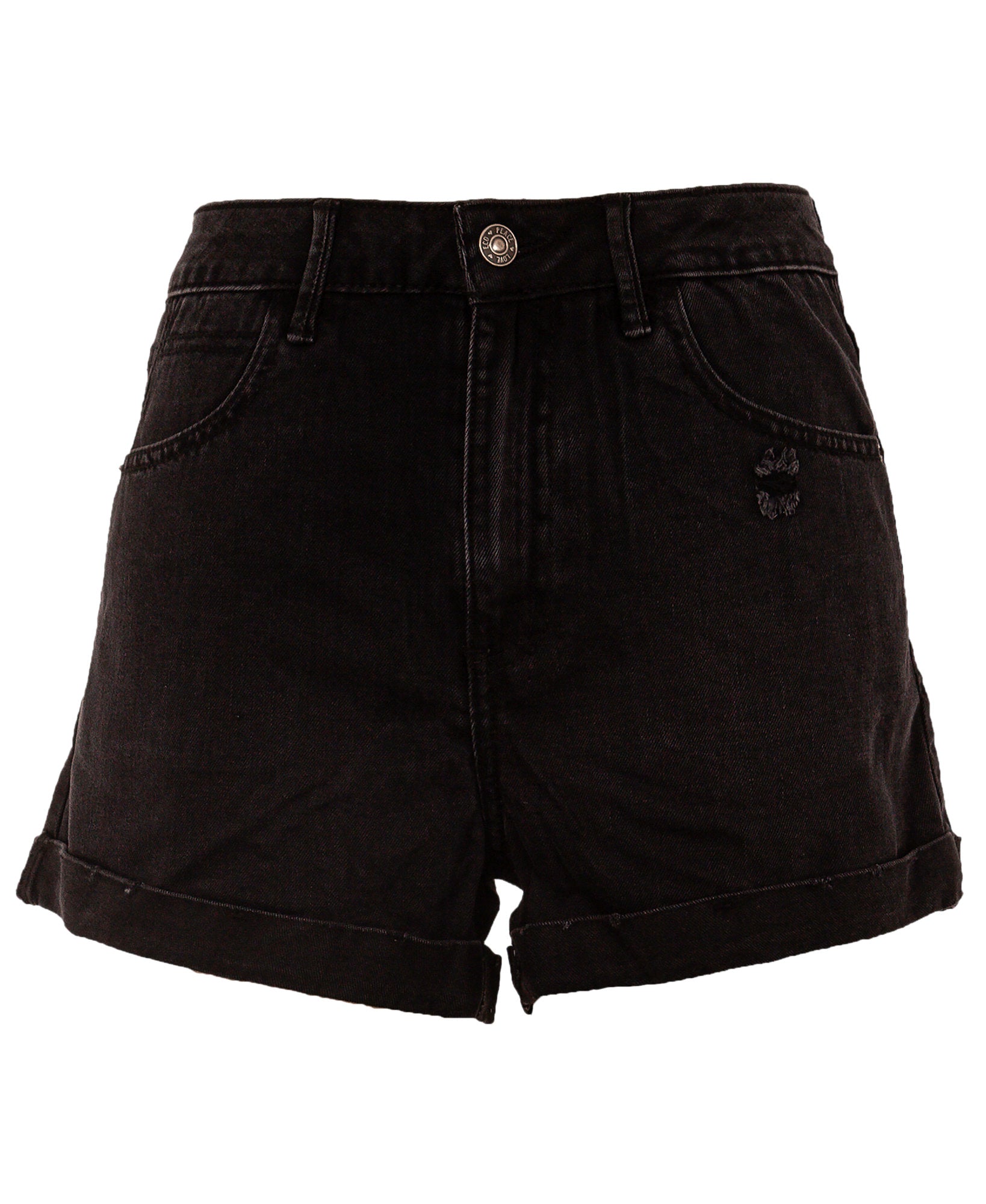 Rewash Women High Rise Mom Denim Shorts Black Carbon